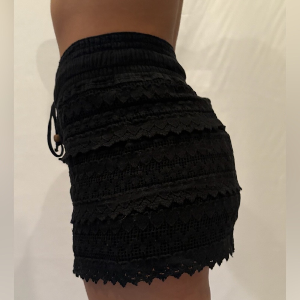 Women's Black Lace Tiered Mini Skort